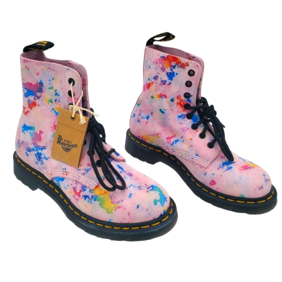 NWT Dr. Martens 1460 Pascal Confetti Lace Up Moto Boot 7 - Picture 1 of 9
